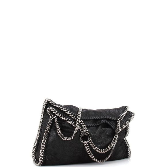 Stella McCartney Falabella Fold Over Bag Shaggy Deer Black - Picture 2 of 6